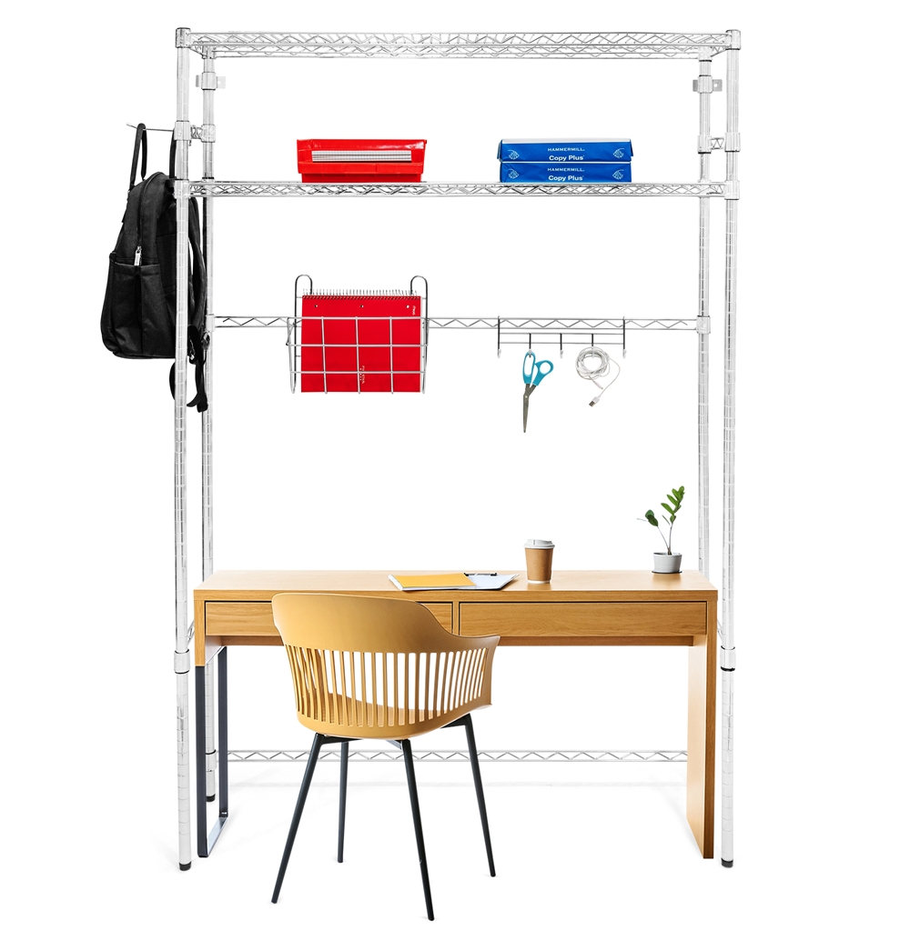 Desk with storage shelves sales