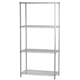 White Epoxy Wire Shelving Units w/ 4 Shelves