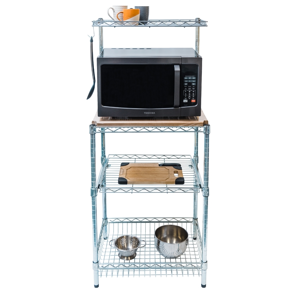 Organize It All Black Metal Base with Steel Metal Top Microwave