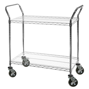 18"d Utility Cart with 2 tiers of Wire Shelves