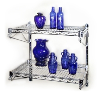 8"d 2 Shelf Chrome Wire Wall Mounted shelving Kit from The Shelving Store