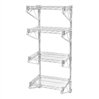 8"d Wall Mounted Wire Shelving with 4 Shelves