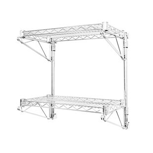 14"d Wall Mounted Wire Shelving with 2 Shelves