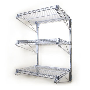 18"d Wall Mounted Wire Shelving with 3 Shelves