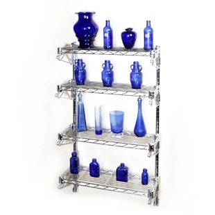24"d Wall Mounted Wire Shelving with 4 Shelves
