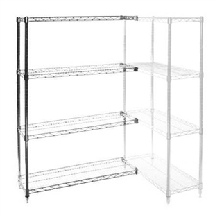 14"d x 14"w Chrome Wire Shelving Add-On Unit with 4 Shelves