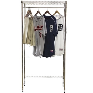 Basic wire shelving closet unit with hat shelf and garment rack