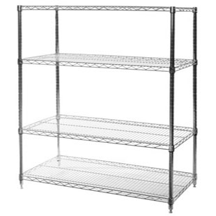 18"d x 48"w Chrome Wire Shelving Unit with Four Shelves